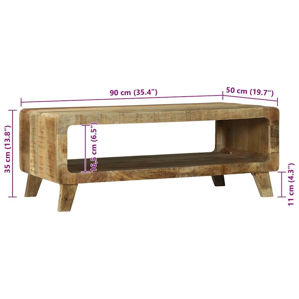 Table basse Marron 90 x 50 x 35 cm Bois de manguier brut massif - XIOS