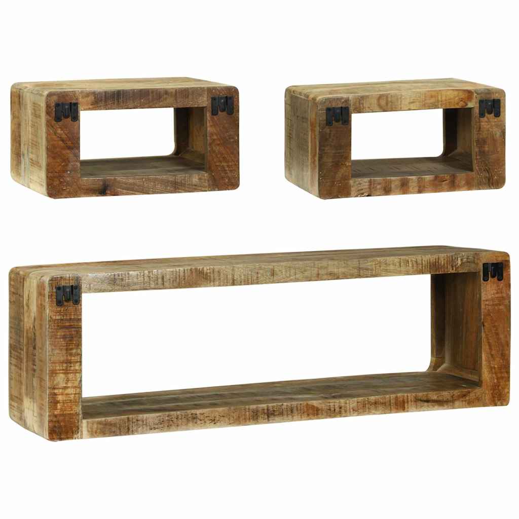 Meuble TV avec Rangement 3 pcs Marron Bois de manguier massif - XIOS
