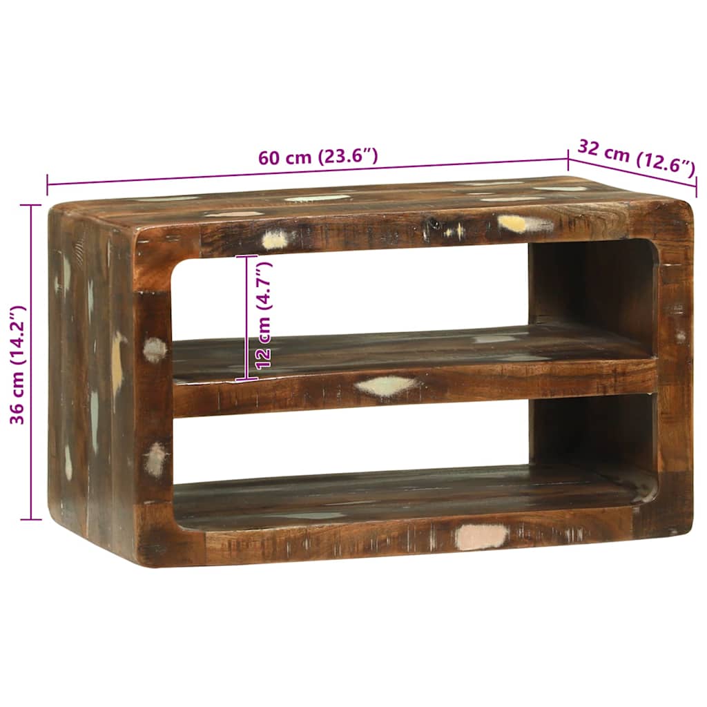 Meuble TV 60 x 32 x 36 cm Bois massif de récupération - XIOS