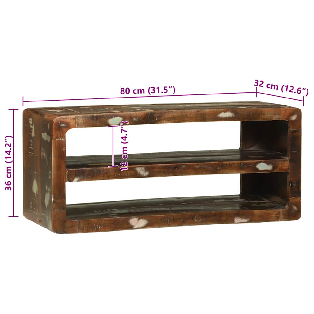 Meuble TV 80 x 32 x 36 cm Bois massif de récupération - XIOS