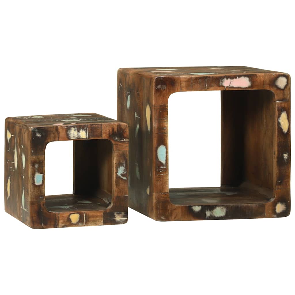 Unites TV 2 pcs Multicolore 36 x 30 x 36 cm Bois Recyclé Solide - XIOS