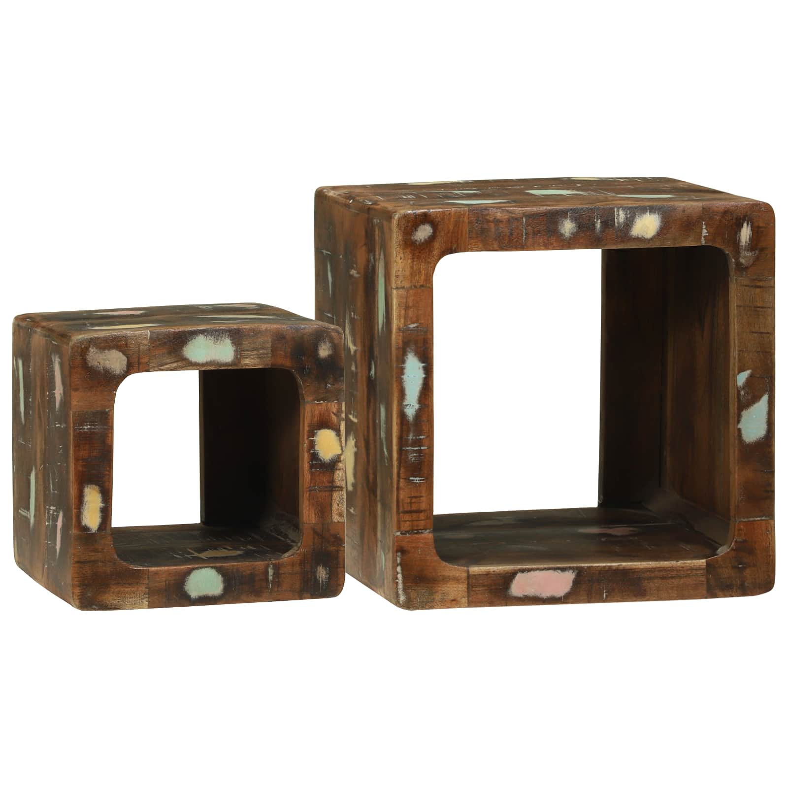 Unites TV 2 pcs Multicolore 36 x 30 x 36 cm Bois Recyclé Solide - XIOS