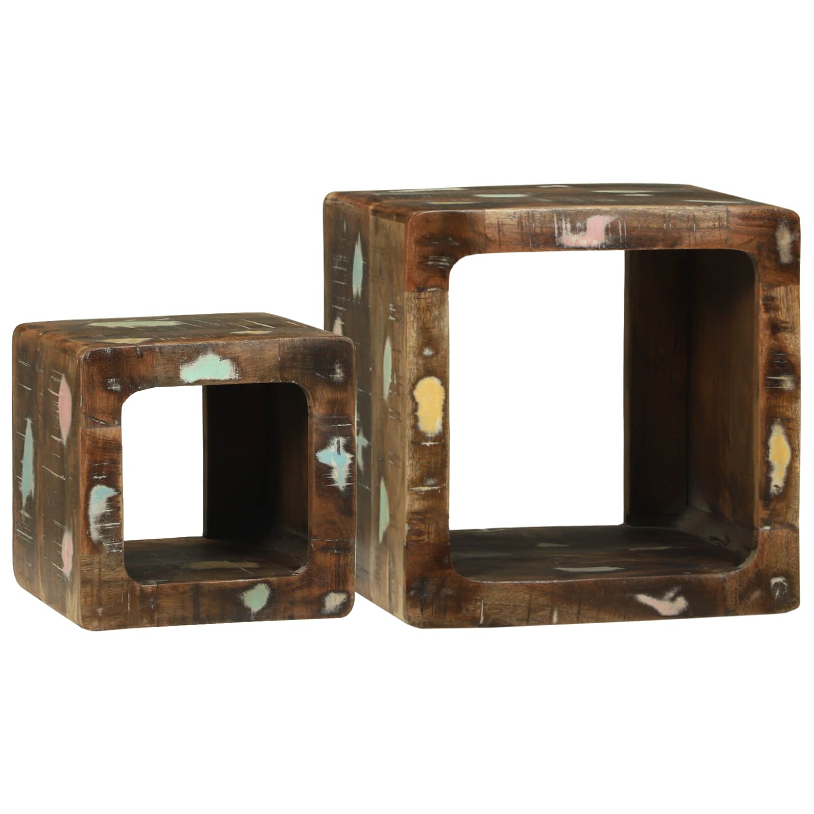 Unites TV 2 pcs Multicolore 36 x 30 x 36 cm Bois Recyclé Solide - XIOS