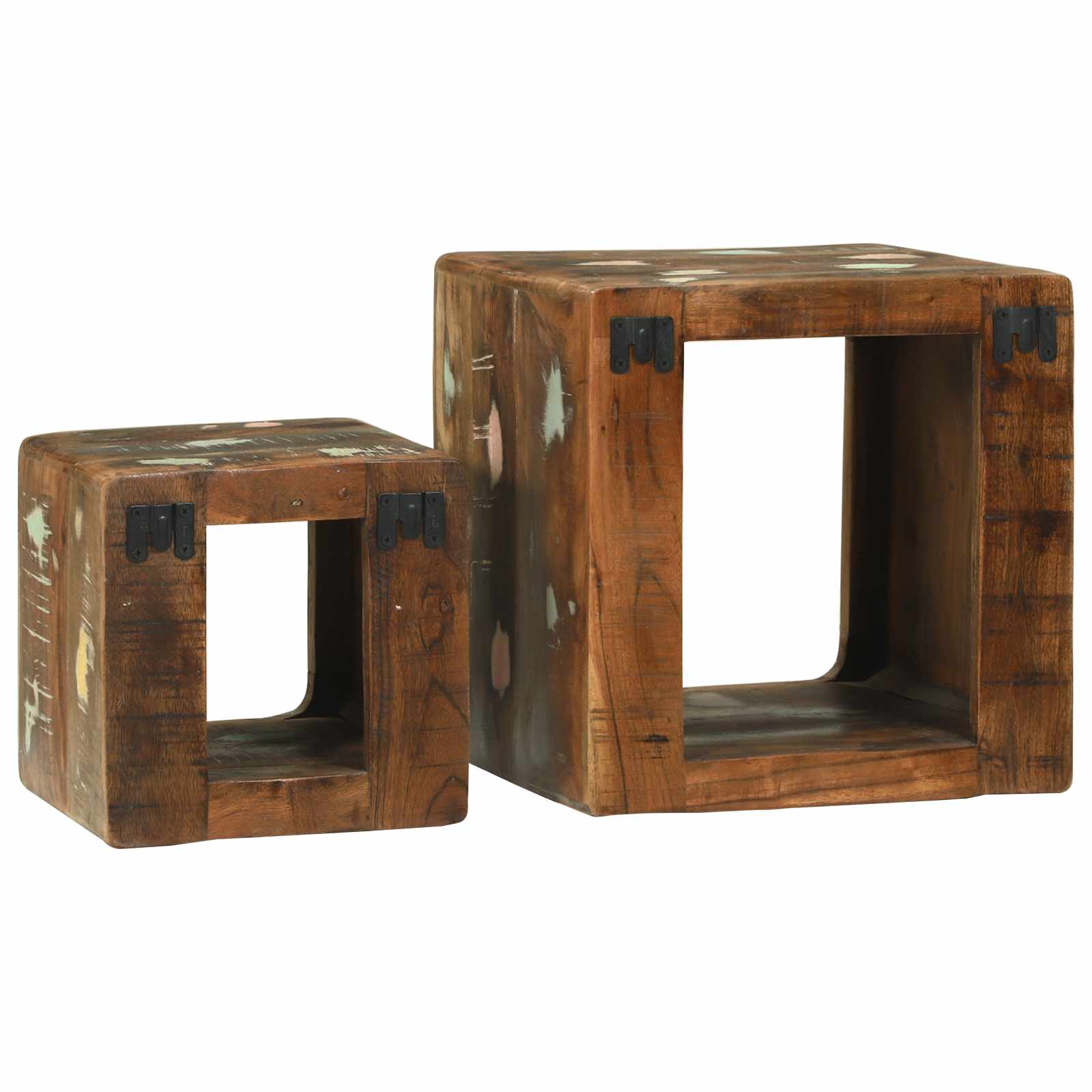 Unites TV 2 pcs Multicolore 36 x 30 x 36 cm Bois Recyclé Solide - XIOS