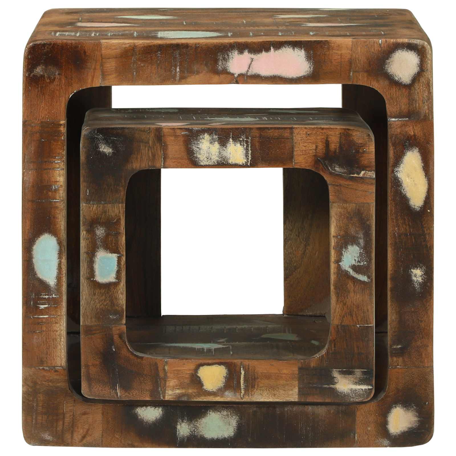Unites TV 2 pcs Multicolore 36 x 30 x 36 cm Bois Recyclé Solide - XIOS