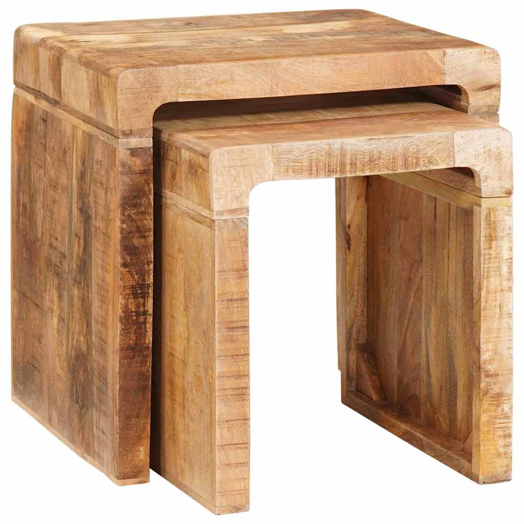 Tables gigognes 2 pcs Marron Bois de mangue massif - XIOS
