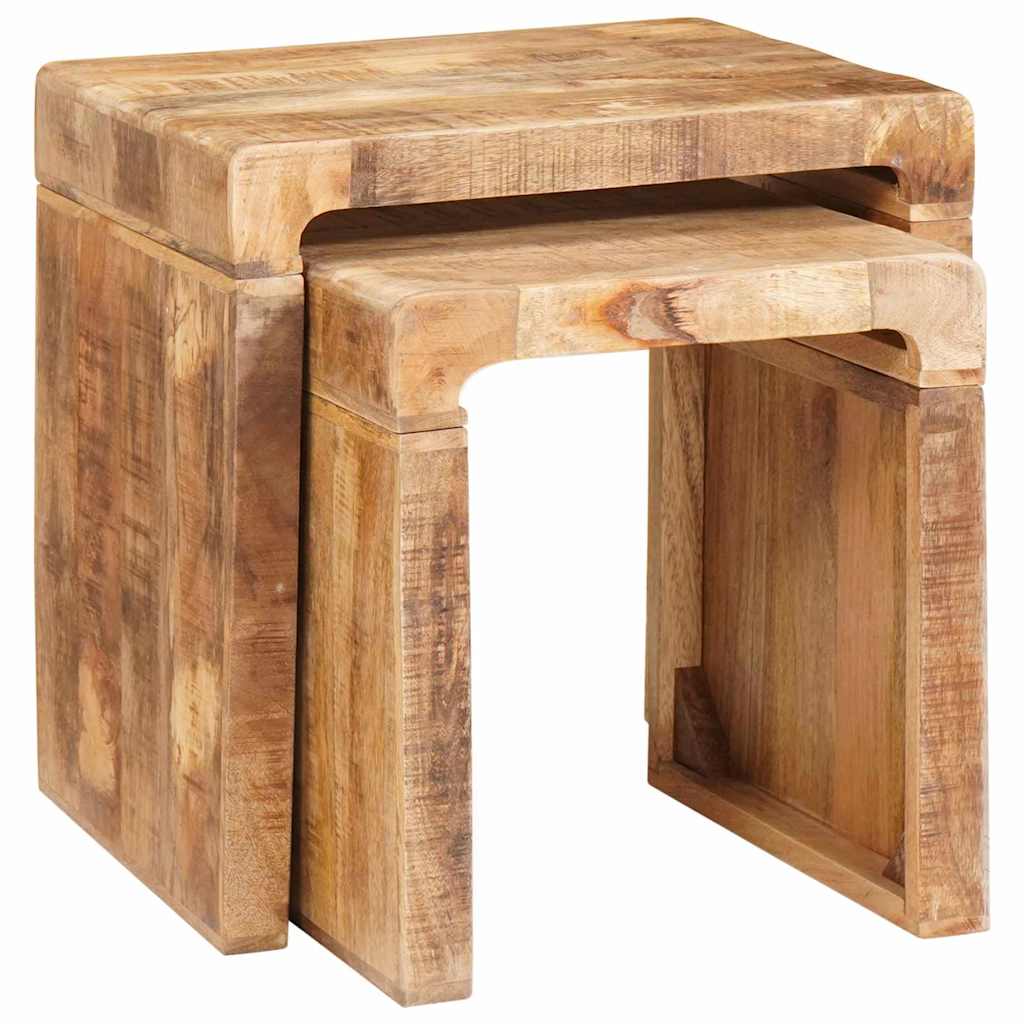 Tables gigognes 2 pcs Marron Bois de mangue massif - XIOS
