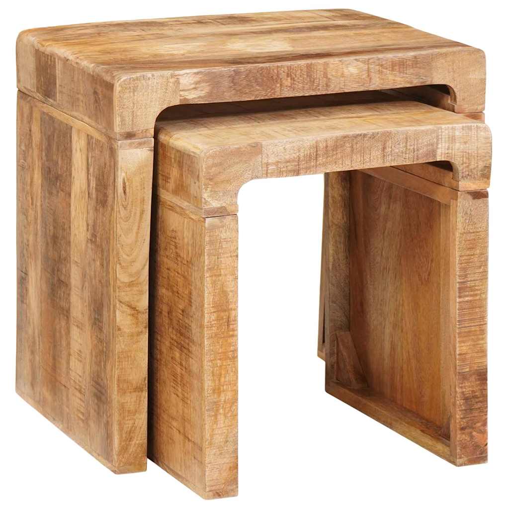 Tables gigognes 2 pcs Marron Bois de mangue massif - XIOS