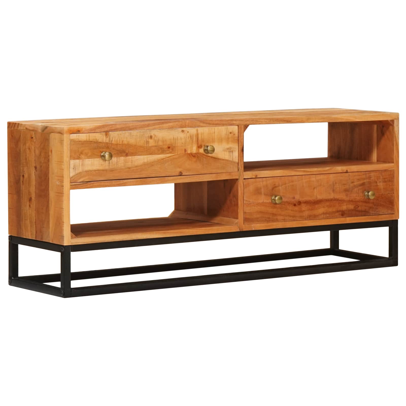 Meuble TV Naturel 110 x 30 x 44 cm Bois d'Acacia Massif - XIOS