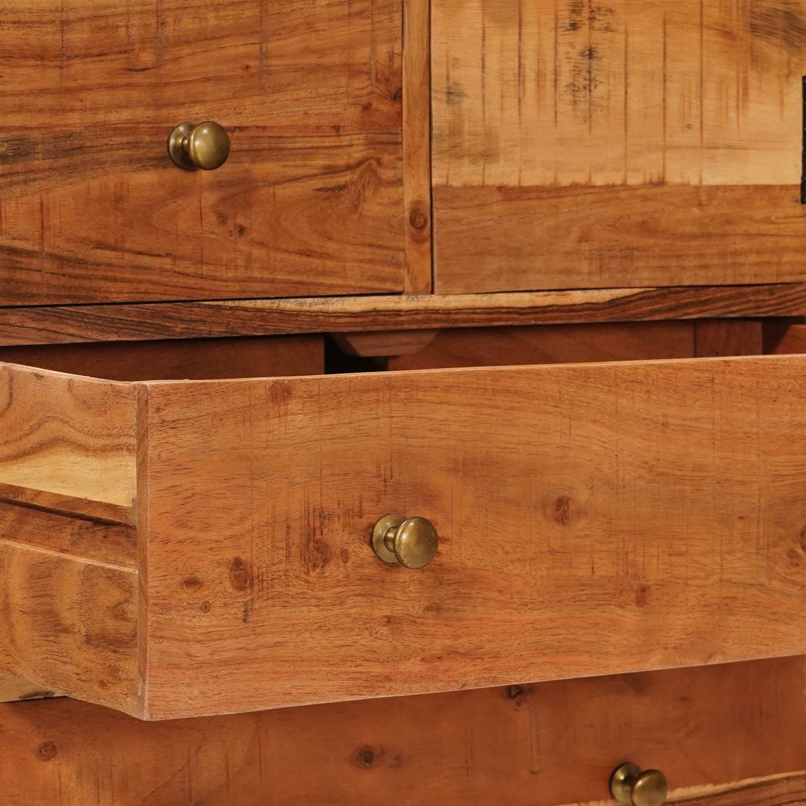 Commode avec porte Naturel 55 x 30 x 90 cm Bois d'Acacia Massif - XIOS