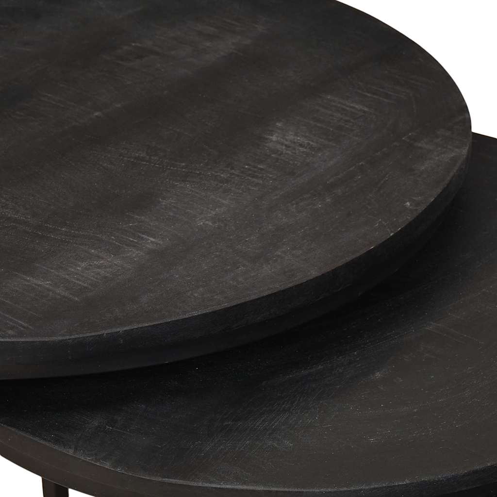 Tables basses gigognes 3 pcs Bois de mangue massif et acier - XIOS