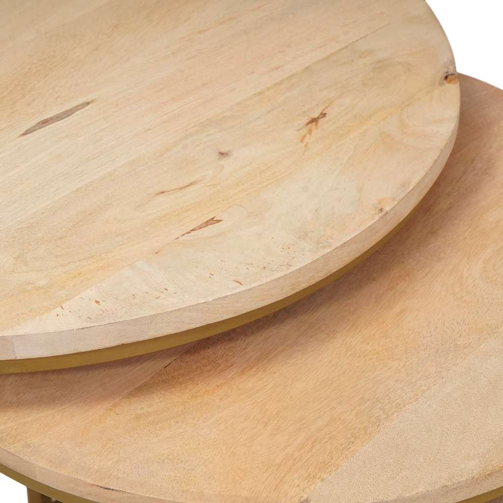 Tables basses gigognes 3 pcs Bois de mangue massif et acier - XIOS