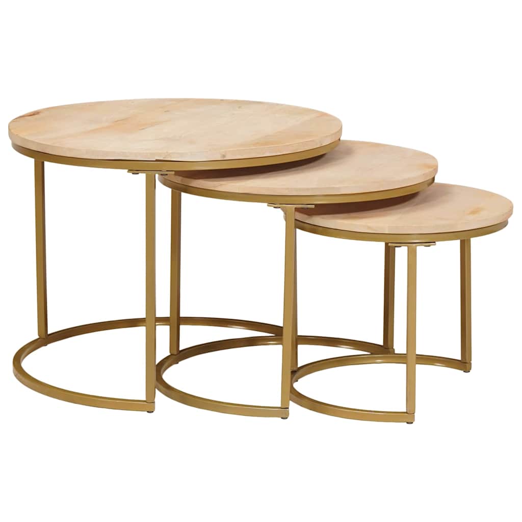 Tables basses gigognes 3 pcs Bois de mangue massif et acier - XIOS