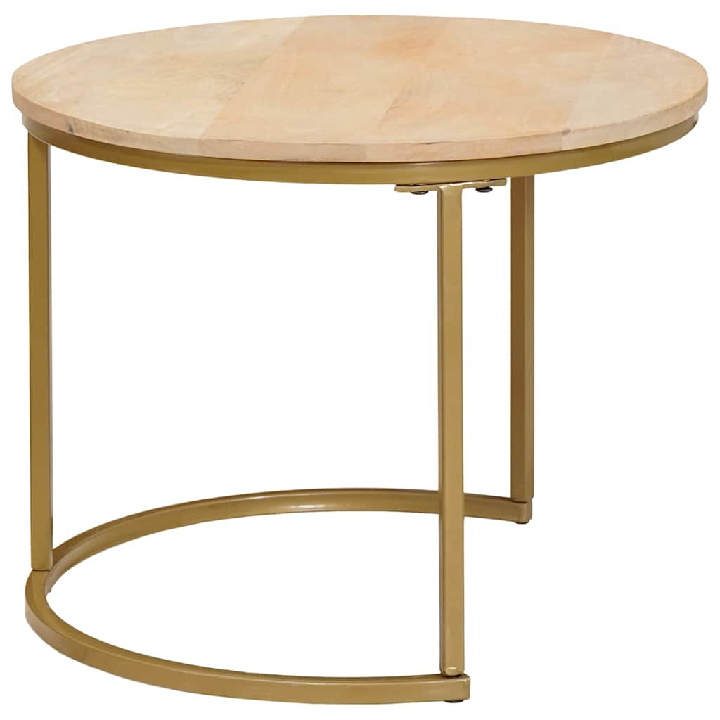 Tables basses gigognes 3 pcs Bois de mangue massif et acier - XIOS