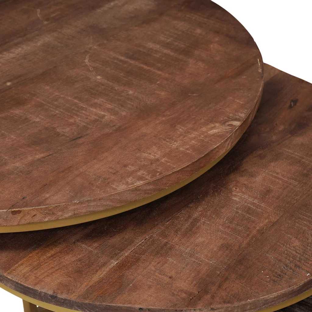 Tables basses gigognes 3 pcs Bois de mangue massif et acier - XIOS