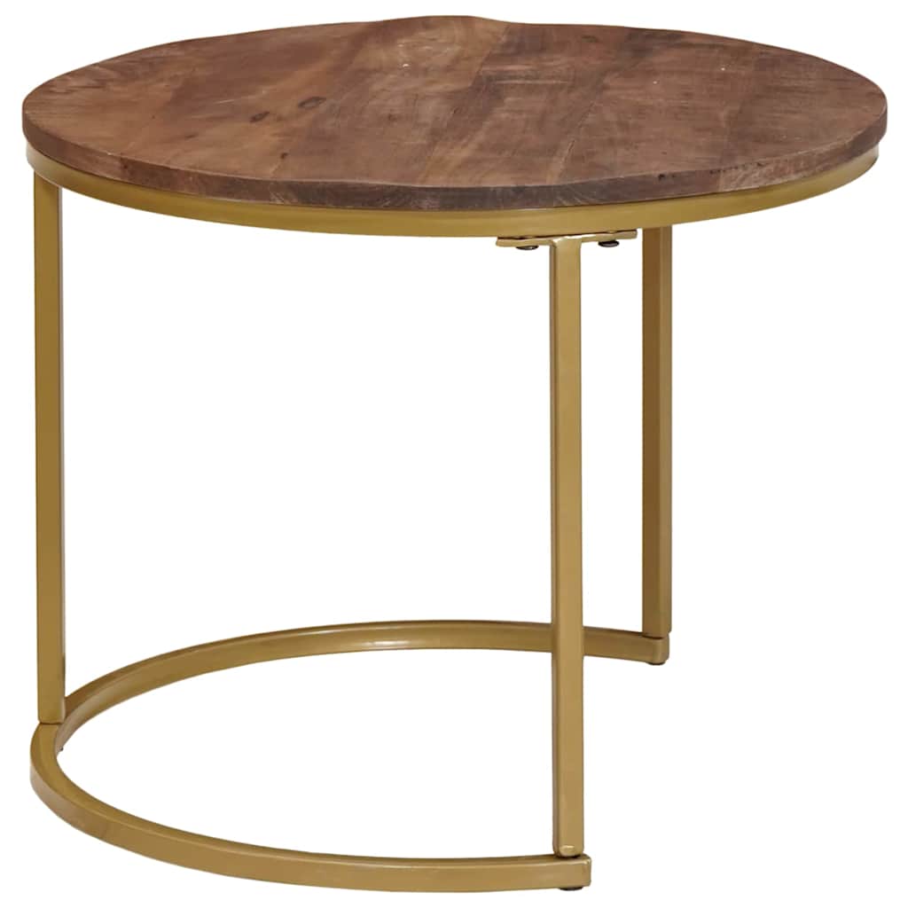 Tables basses gigognes 3 pcs Bois de mangue massif et acier - XIOS