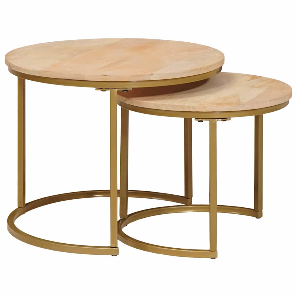 Tables basses gigognes 2 pcs Bois de mangue massif et acier - XIOS