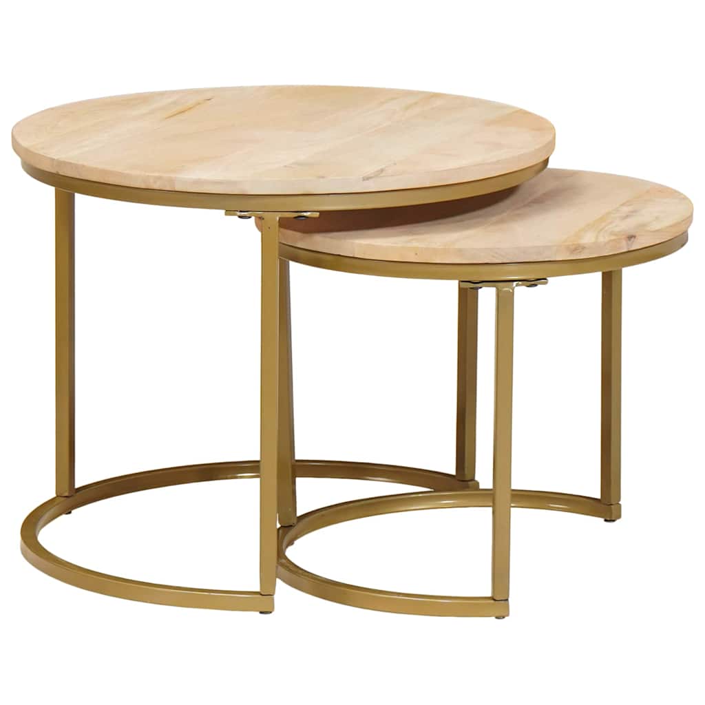 Tables basses gigognes 2 pcs Bois de mangue massif et acier - XIOS
