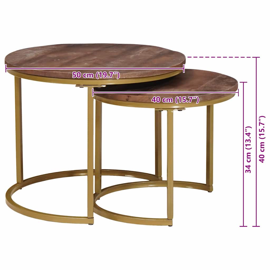 Tables basses gigognes 2 pc Marron foncé 50 x 50 x 40 cm - XIOS