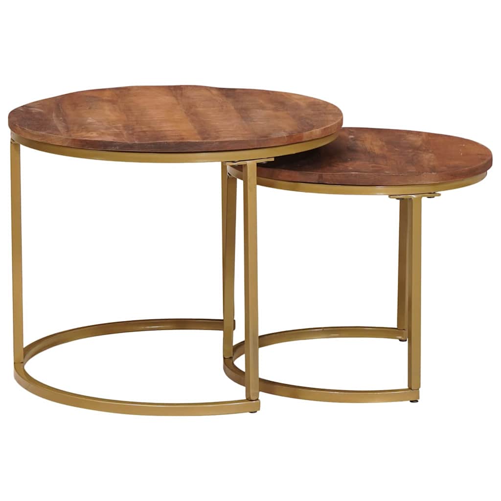 Tables basses gigognes 2 pcs Bois de mangue massif et acier - XIOS