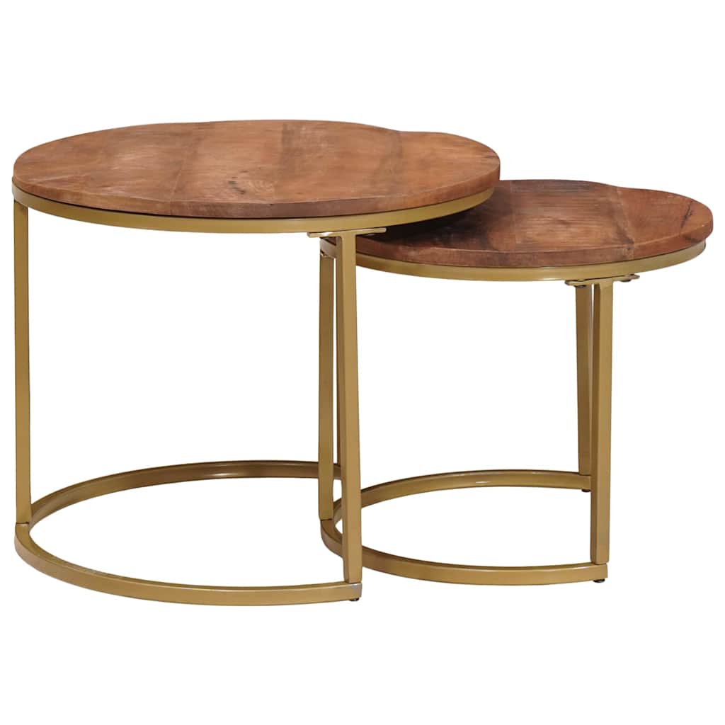 Tables basses gigognes 2 pcs Bois de mangue massif et acier - XIOS