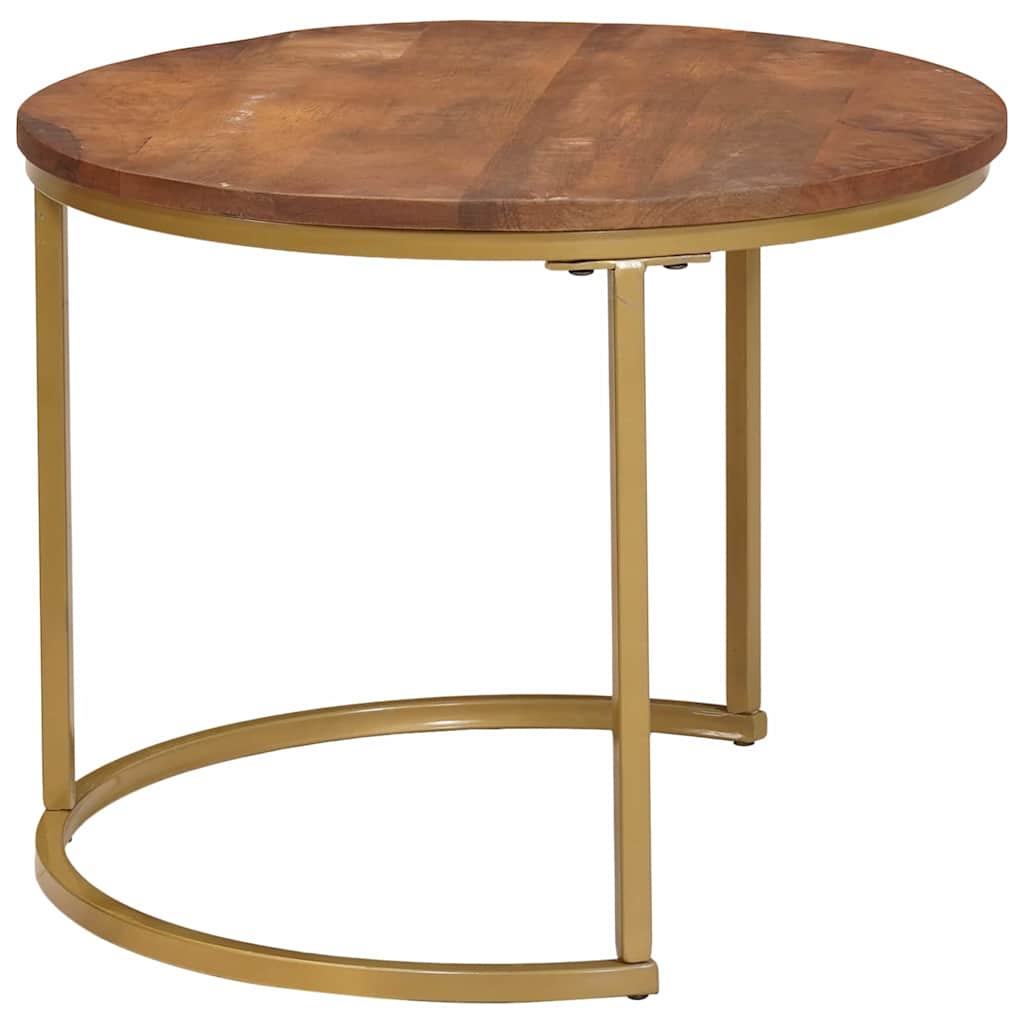 Tables basses gigognes 2 pcs Bois de mangue massif et acier - XIOS