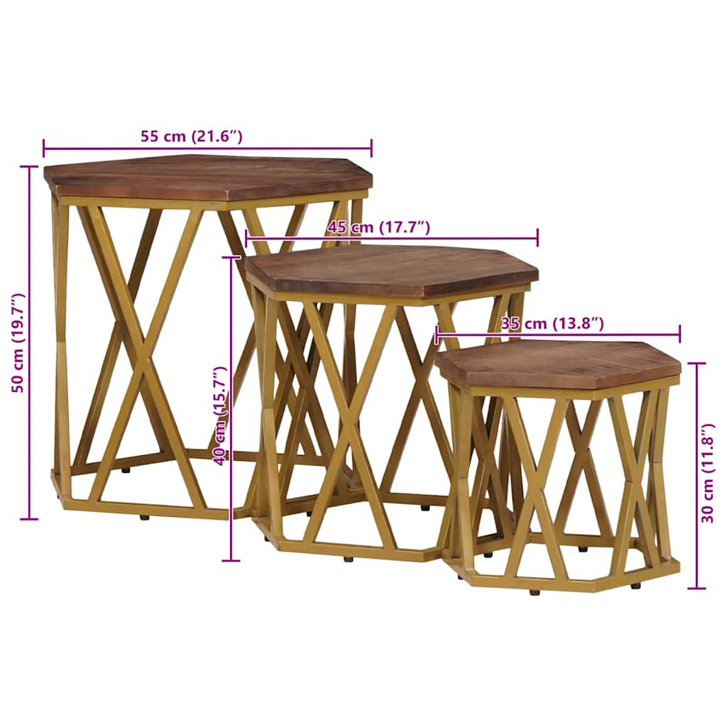 Tables basses Marron 55 x 55 x 50 cm Bois de mangue massif - XIOS