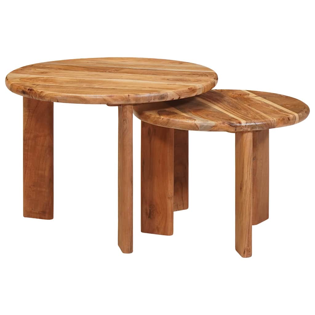 Tables basses gigognes 2 pcs Marron Bois d'Acacia Massif - XIOS