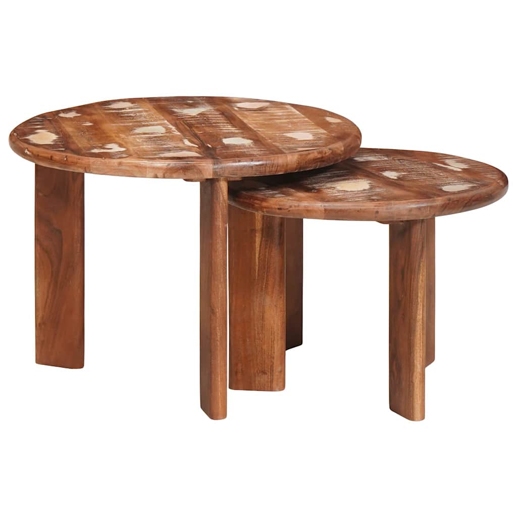 Tables basses gigognes 2 pcs Multicolore Bois massif recyclé - XIOS