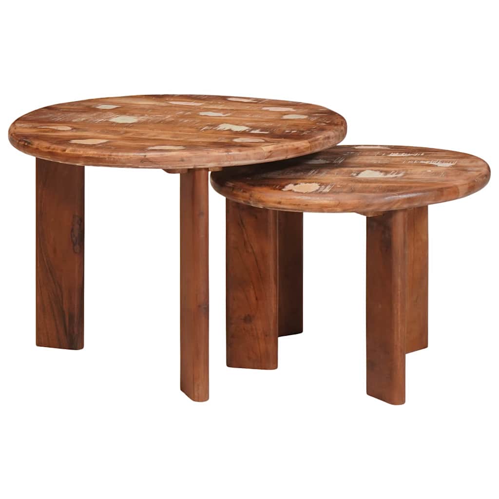 Tables basses gigognes 2 pcs Multicolore Bois massif recyclé - XIOS