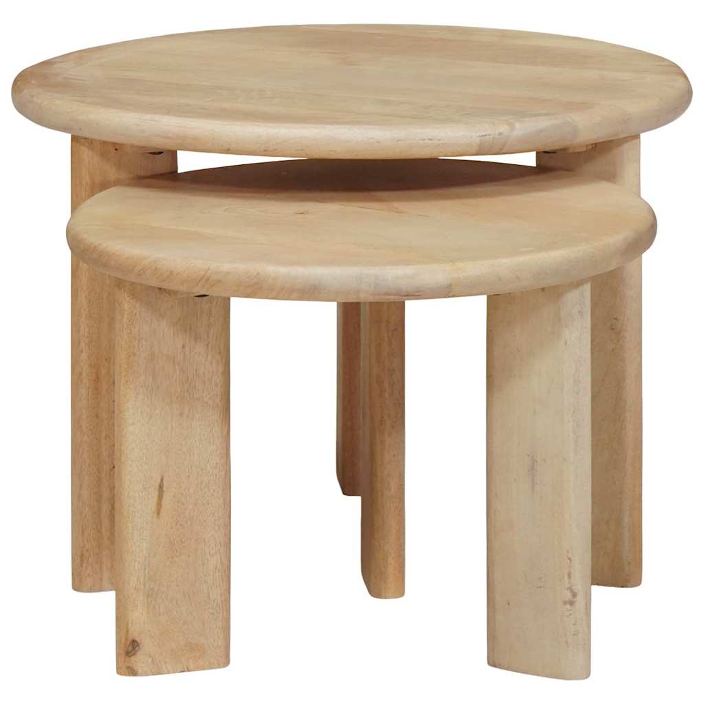 Tables basses gigognes 2 pcs Noir Bois de mangue massif - XIOS