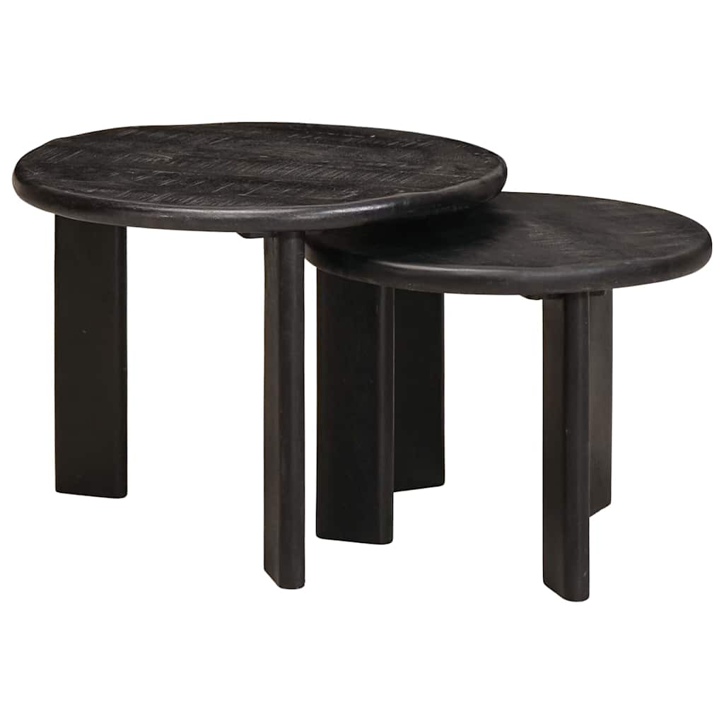 Tables basses gigognes 2 pcs Blanc Bois de mangue massif - XIOS