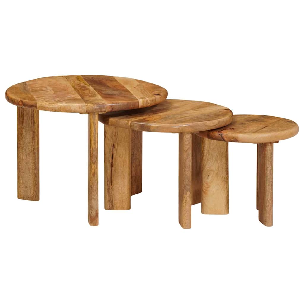 Tables basses gigognes 3 pcs Marron Bois de mangue massif - XIOS