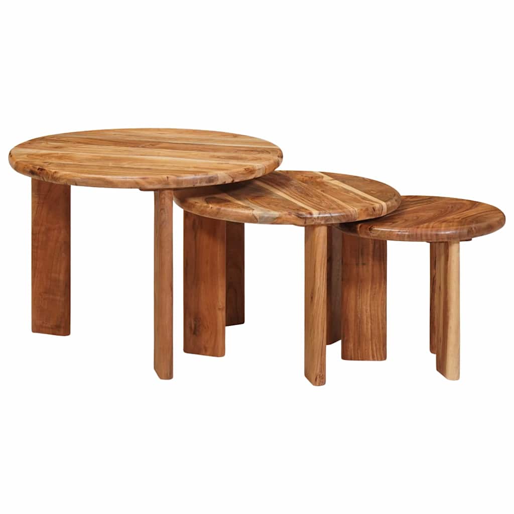 Tables basses gigognes 3 pcs Marron Bois d'Acacia Massif - XIOS