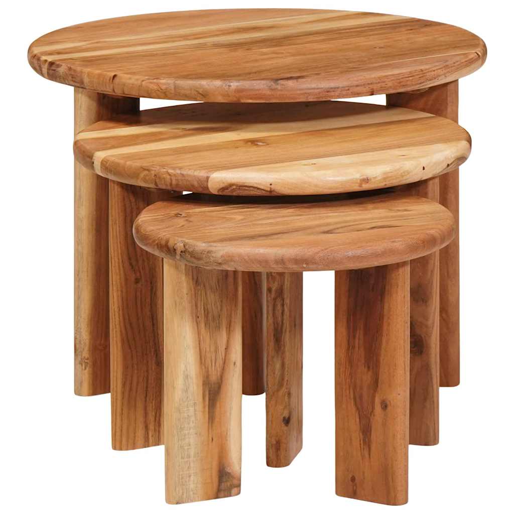 Tables basses gigognes 3 pcs Marron Bois d'Acacia Massif - XIOS