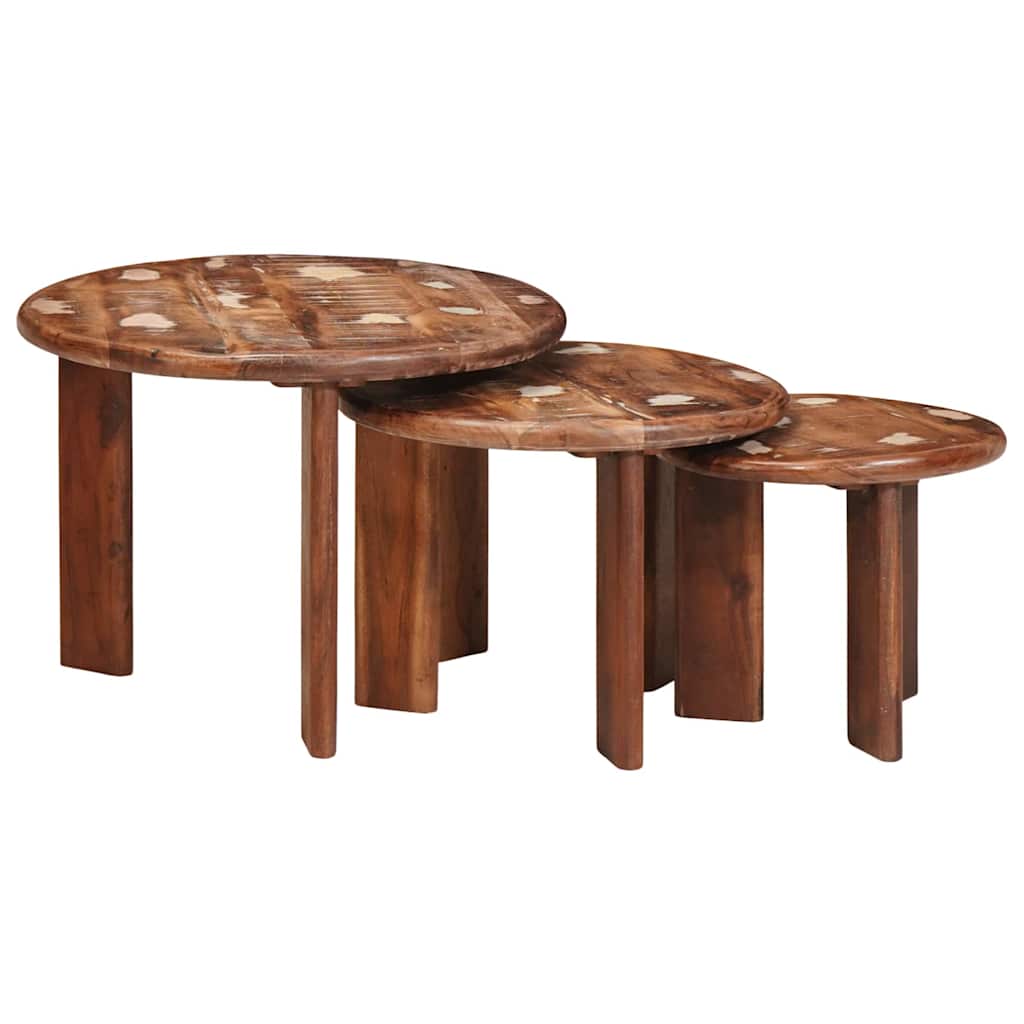 Tables basses gigognes 3 pcs Multicolore Bois massif recyclé - XIOS