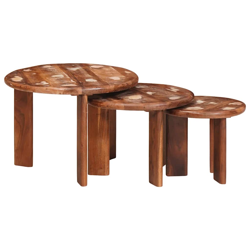 Tables basses gigognes 3 pcs Multicolore Bois massif recyclé - XIOS