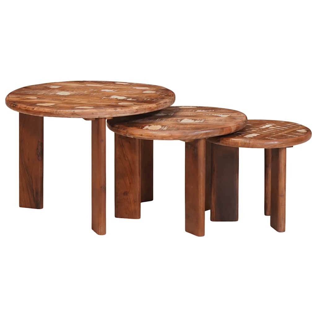 Tables basses gigognes 3 pcs Multicolore Bois massif recyclé - XIOS