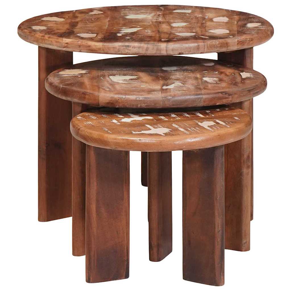 Tables basses gigognes 3 pcs Multicolore Bois massif recyclé - XIOS