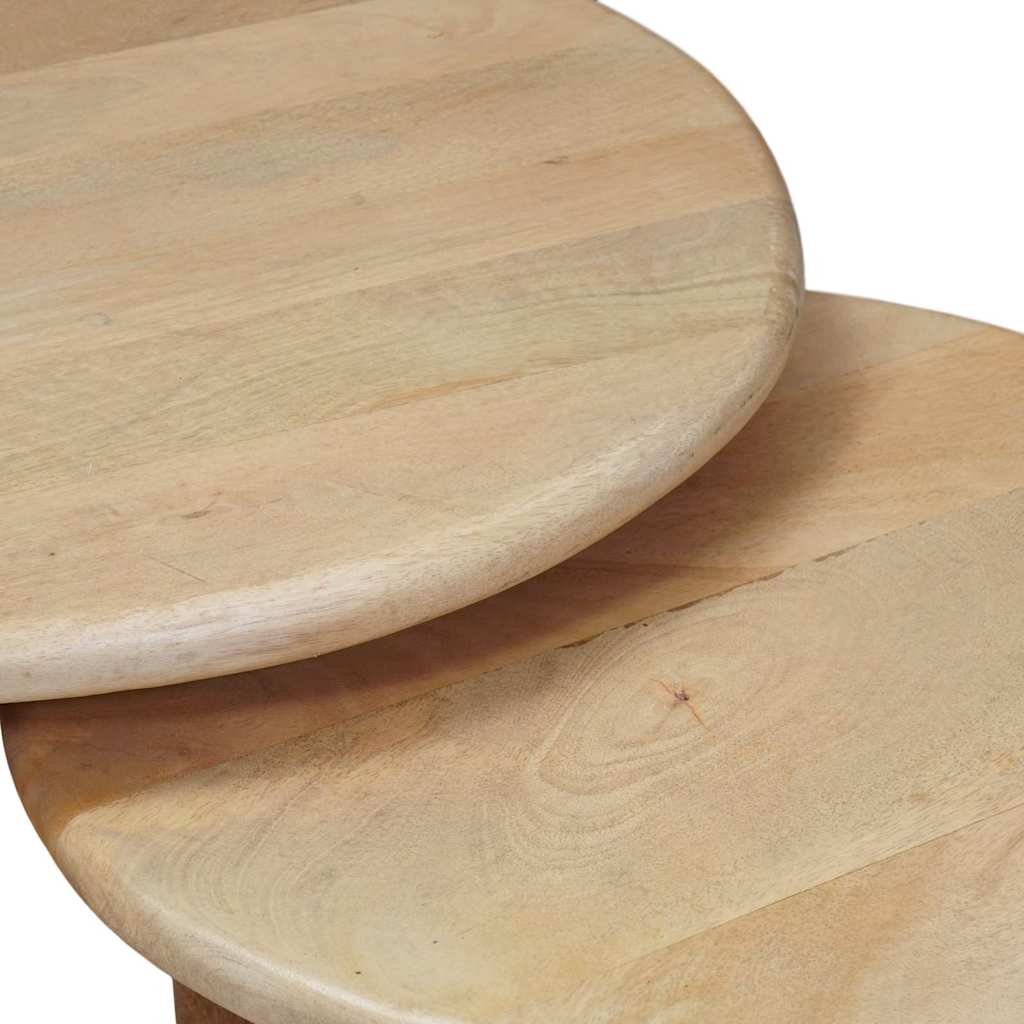 Tables basses gigognes 3 pcs Noir Bois de mangue massif - XIOS