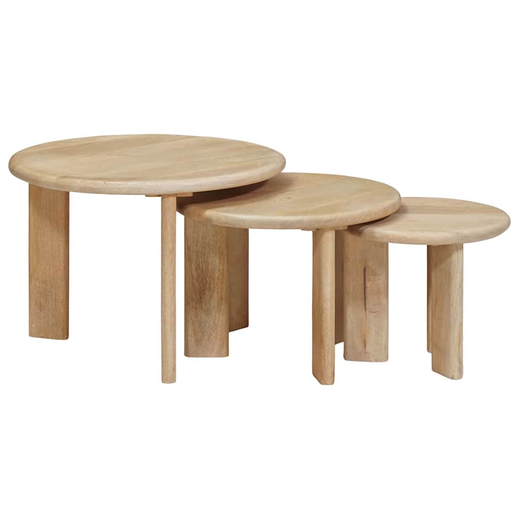 Tables basses gigognes 3 pcs Noir Bois de mangue massif - XIOS