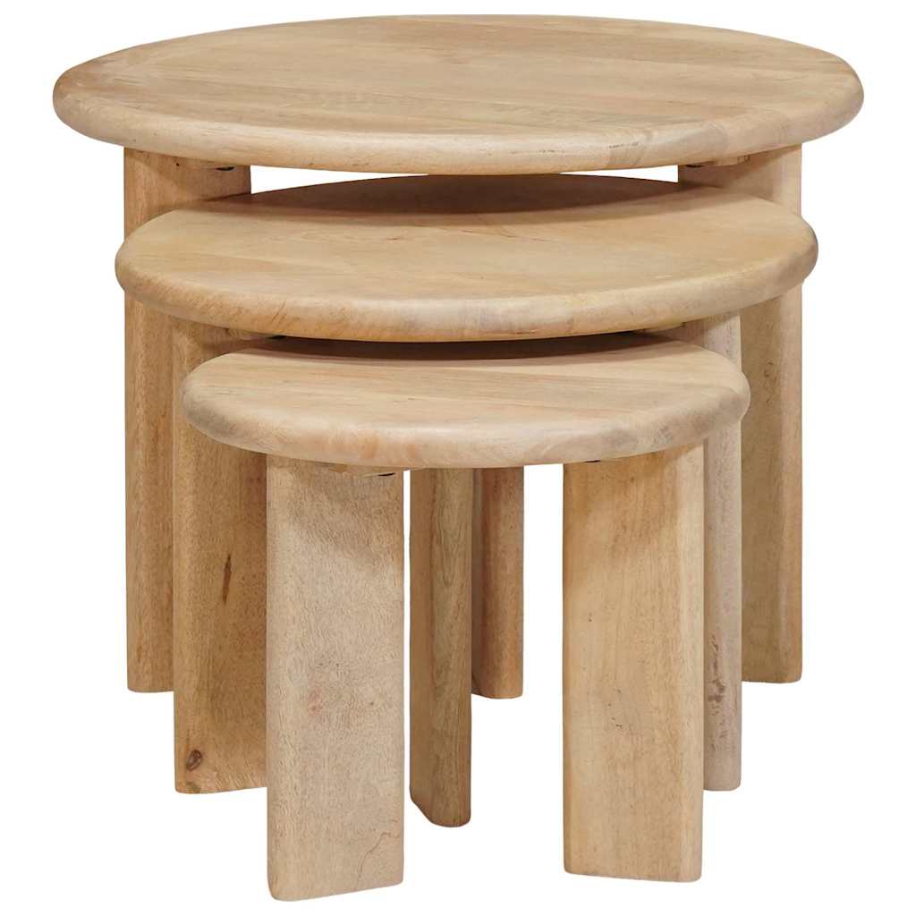 Tables basses gigognes 3 pcs Noir Bois de mangue massif - XIOS
