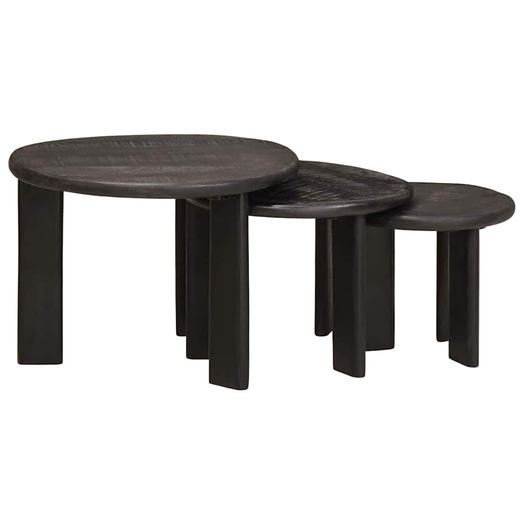 Tables basses gigognes 3 pcs Blanc Bois de mangue massif - XIOS