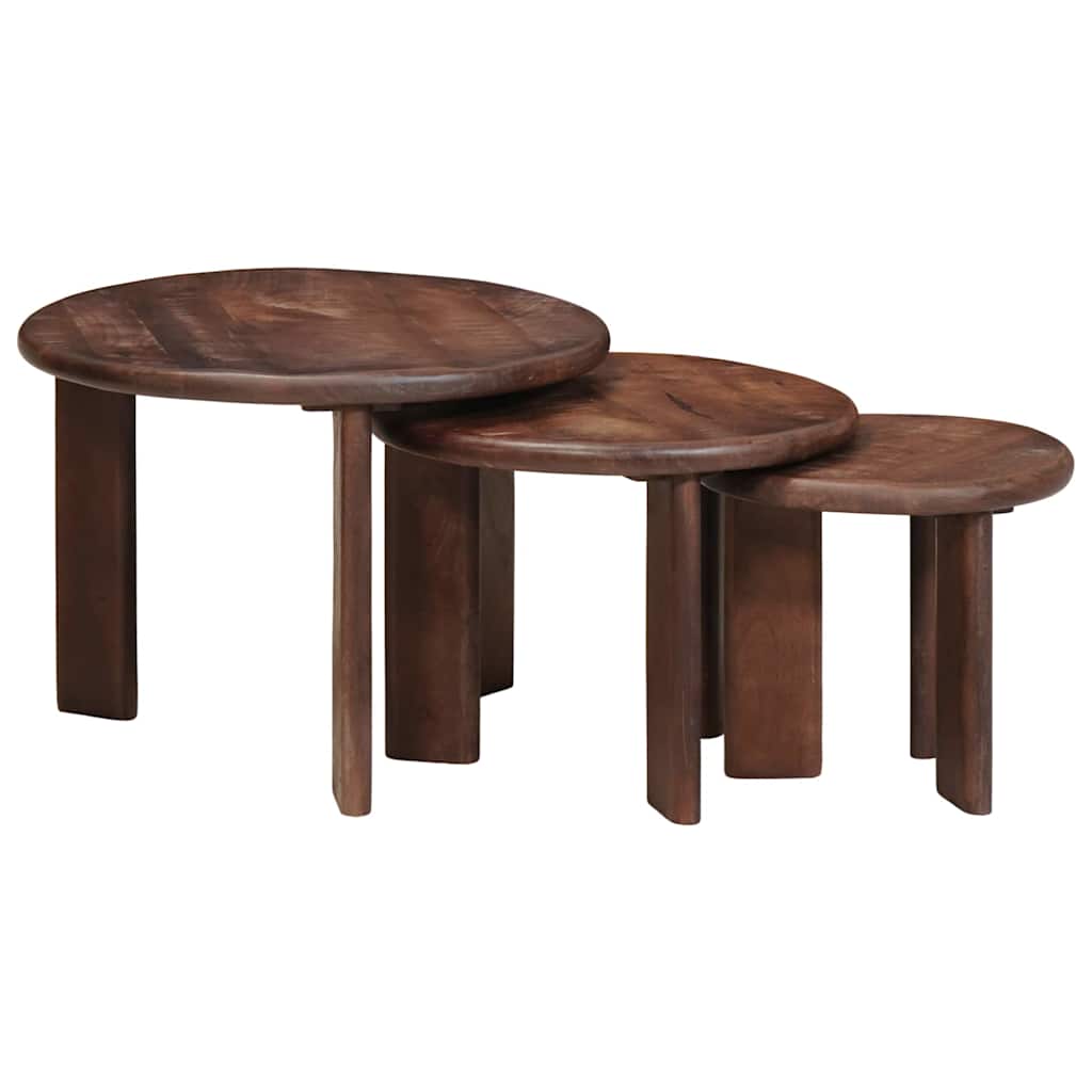 Tables basses gigognes 3 pcs Marron foncé Bois de mangue massif - XIOS