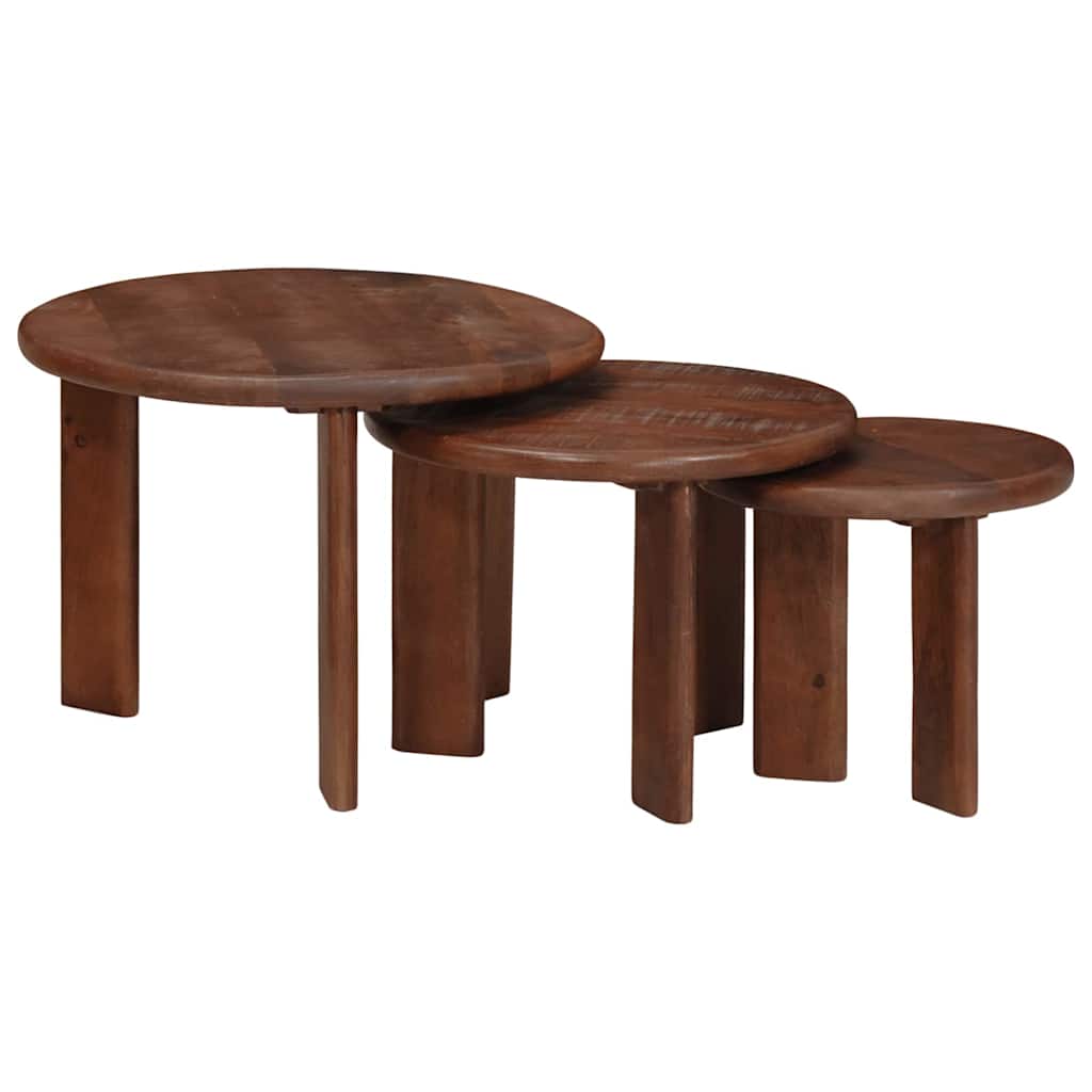 Tables basses gigognes 3 pcs Marron foncé Bois de mangue massif - XIOS