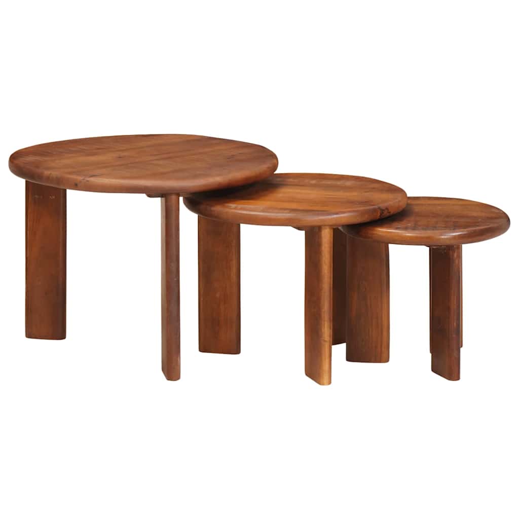 Tables basses gigognes 3 pcs Marron miel Bois de mangue massif - XIOS