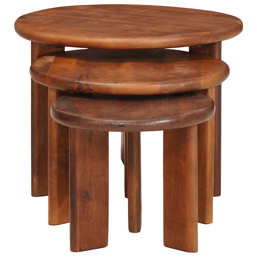 Tables basses gigognes 3 pcs Marron miel Bois de mangue massif - XIOS