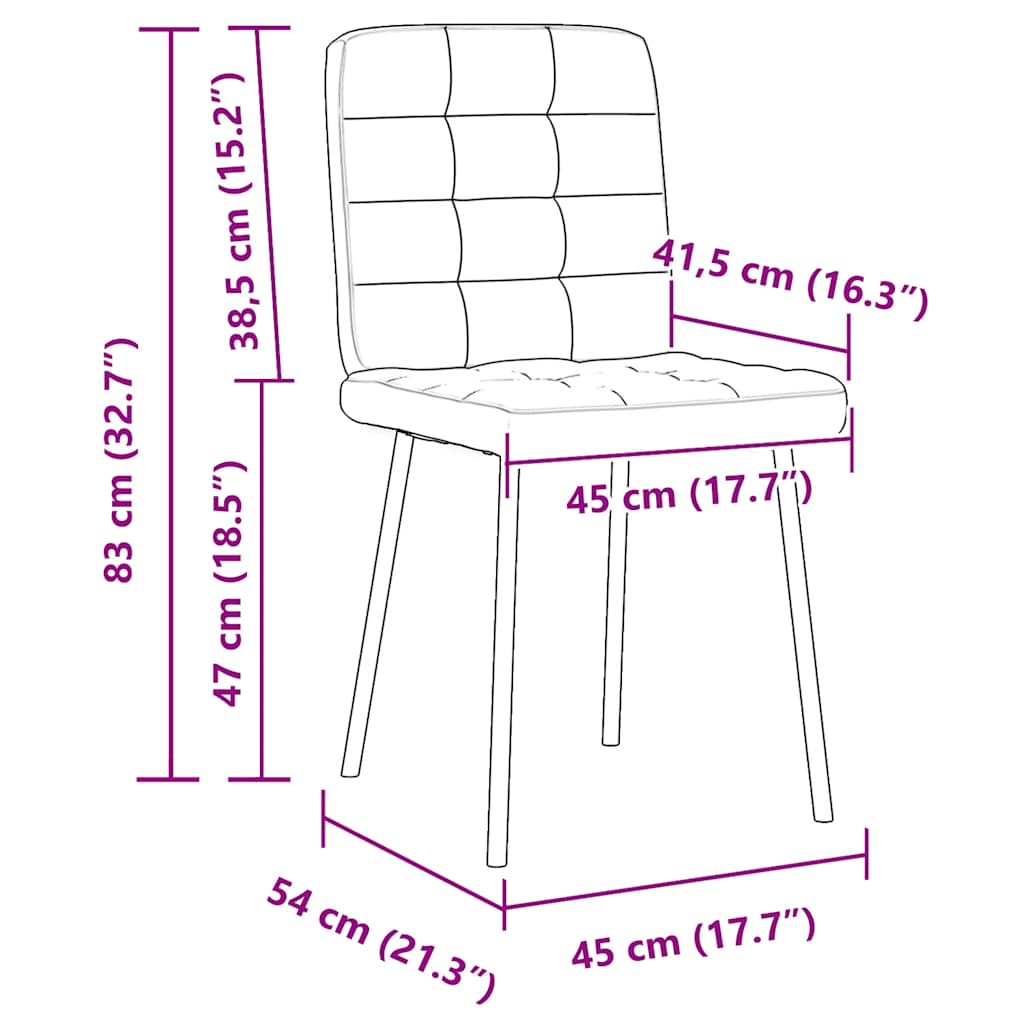 Chaises à manger lot de 2 Gris clair Velours - XIOS