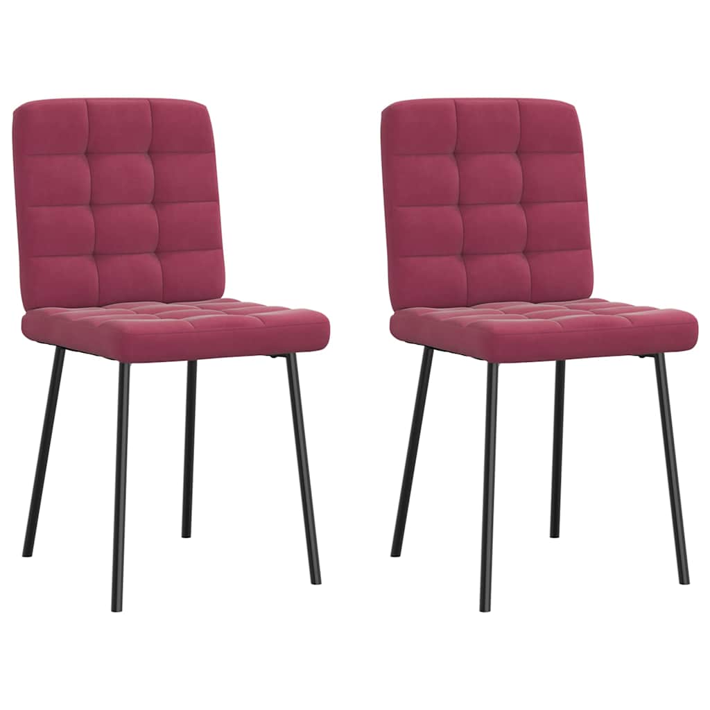 Chaises à manger lot de 2 Rouge bordeaux Velours - XIOS