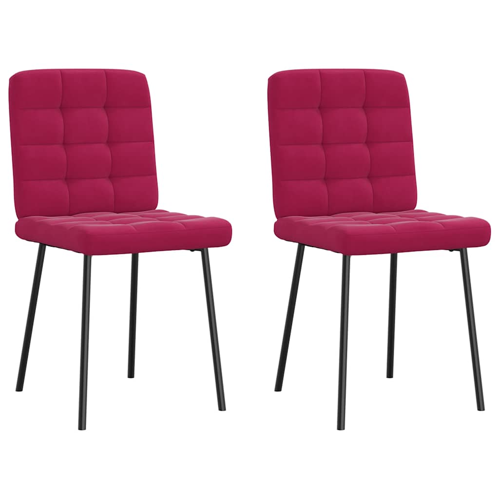 Chaises à manger lot de 2 Rouge bordeaux Velours - XIOS